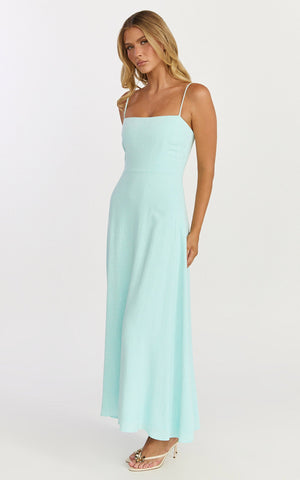 Rose Midi Dress - Strappy Straight Neck Midi Dress in Mint