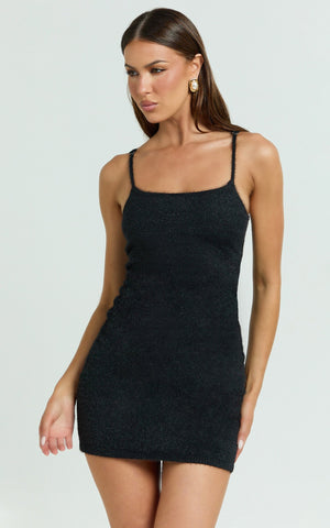 Rosie Mini Dress - Knitted Dress in Black