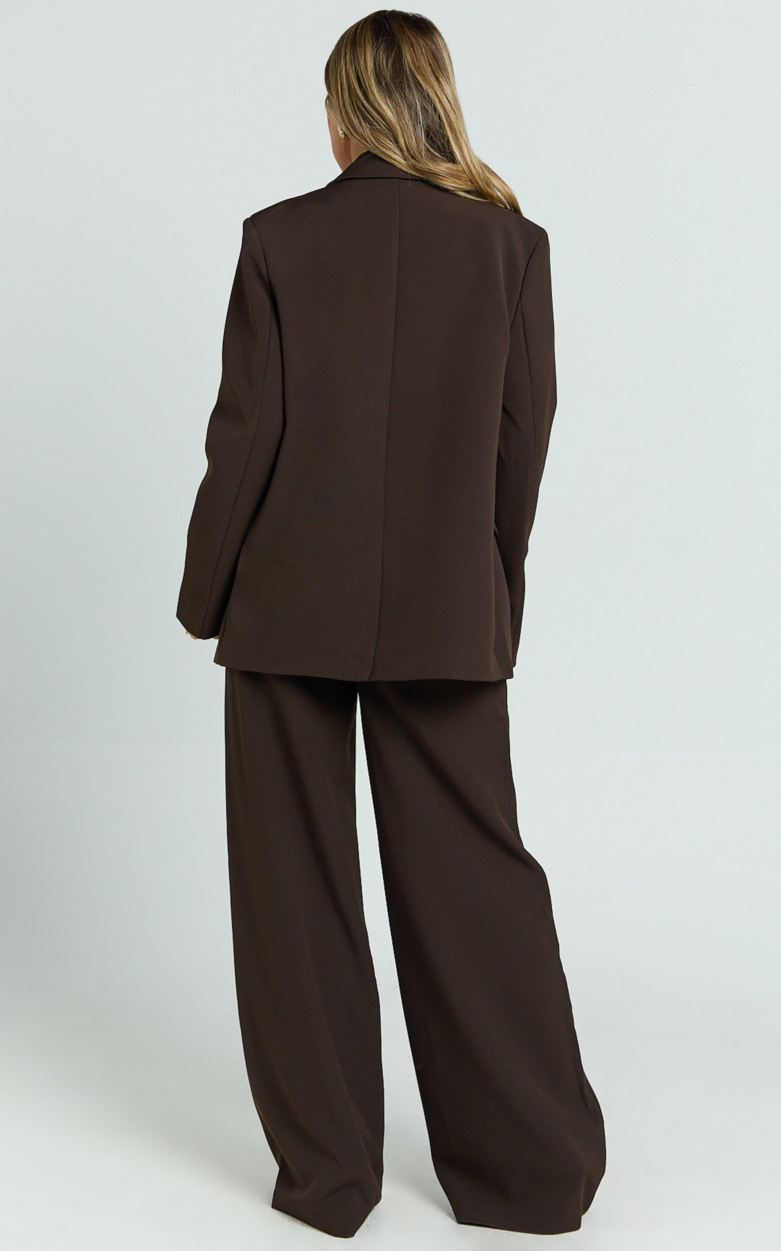 Selena Blazer - Oversized Single Breasted Blazer in Brown