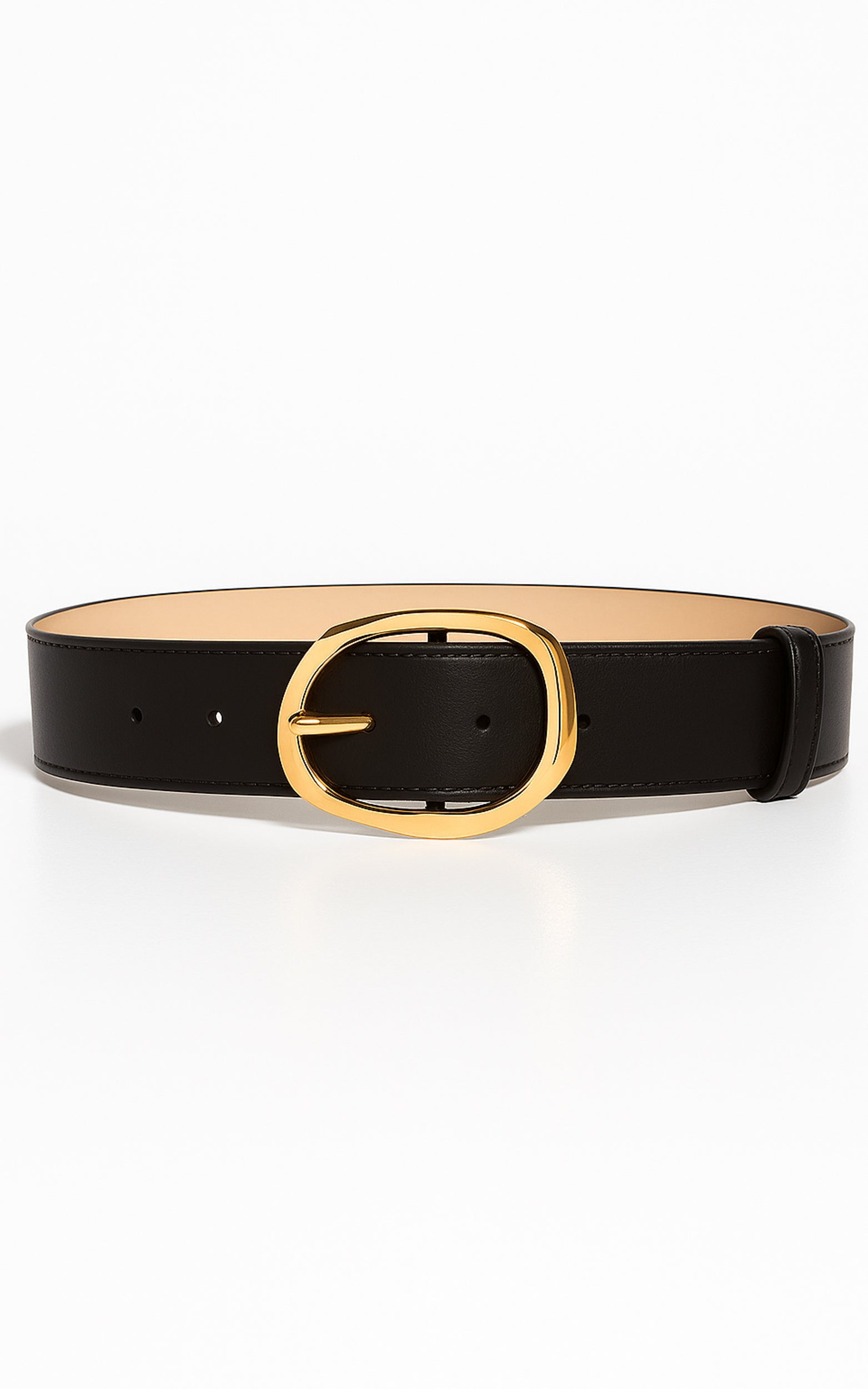 Shelley Belt - Oval Buckle Belt in Black
