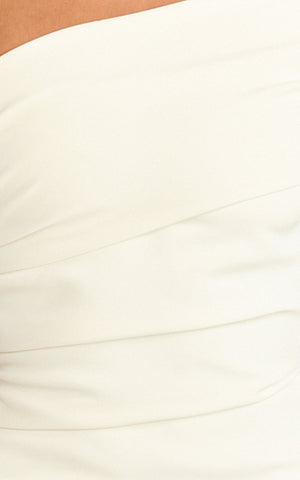Stefanie Mini Dress - Ruched One Shoulder Dress in White