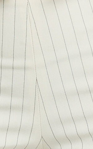 Susannah Pants - Pinstripe Fitted Split Leg Capri Pants in Cream