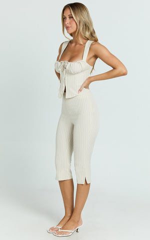 Susannah Top - Ruched Square Neck Bustier Top in Cream