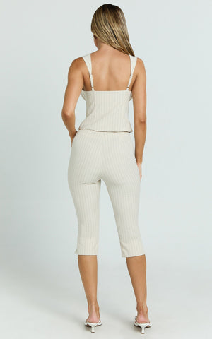 Susannah Top - Ruched Square Neck Bustier Top in Cream