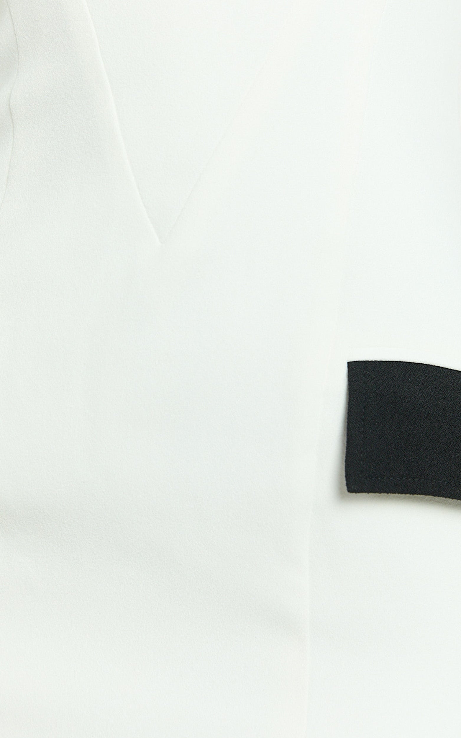 Terry Mini Dress - Straight Neck Contrast Trims Fitted Dress in White