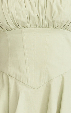 Vionette Mini Dress - Halter Neck Ruched Bust Corset Dress in Sage